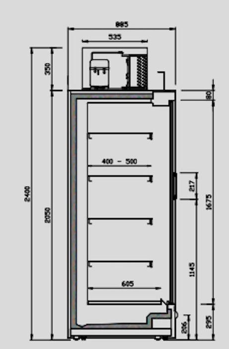 Mural refrigerado con puertas con grupo en techo fondo 90 INFRICO MLDGUM2 - FrigeriaHosteleria.com