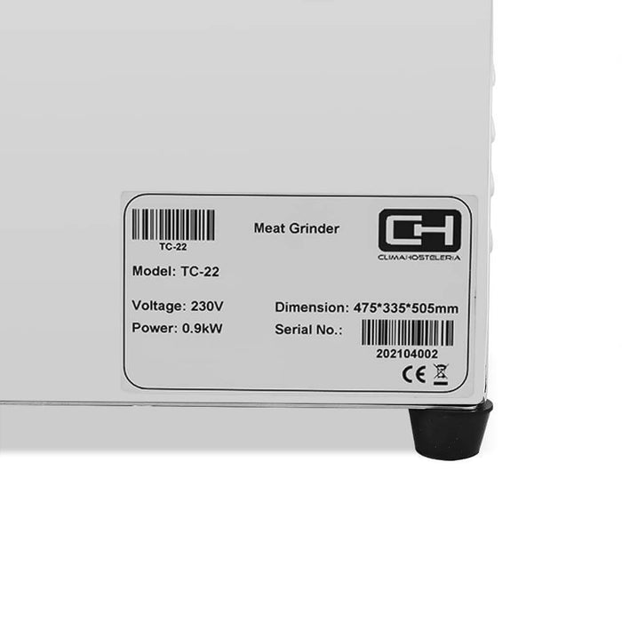 Picadora de Carne Boca 22 de 900w producción 220Kg/h TC - 22 - FrigeriaHosteleria.com