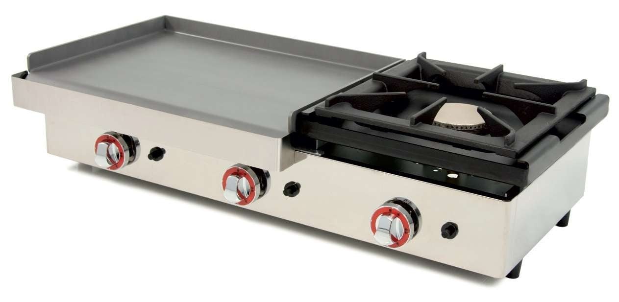 Plancha a gas acero laminado con fogón ancho 81 80PGLF - FrigeriaHosteleria.com