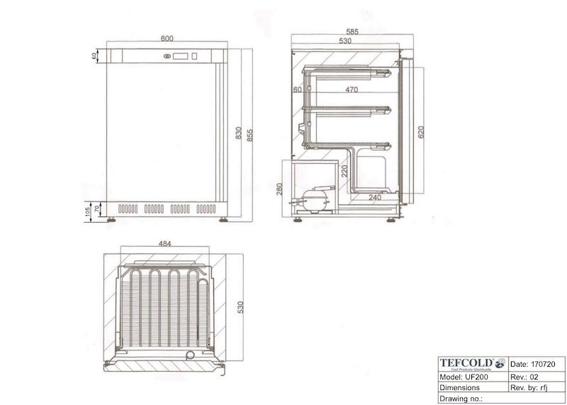 TEFCOLD Congelador vertical de sobremesa blanco 200 litros UF200 - FrigeriaHosteleria.com