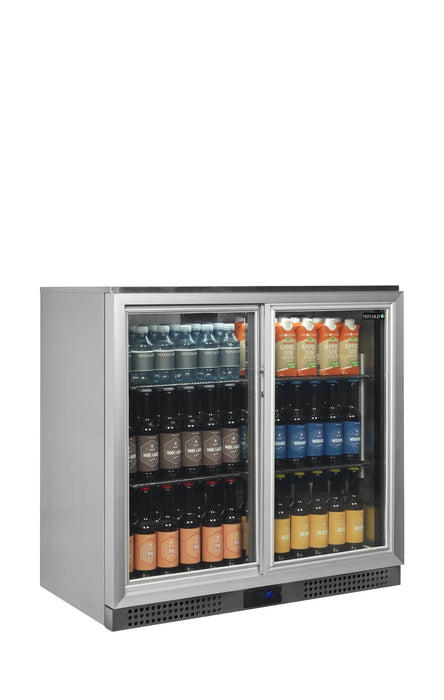 TEFCOLD Expositor botellero backbar INOX 2 puertas corredera BA26SS - FrigeriaHosteleria.com