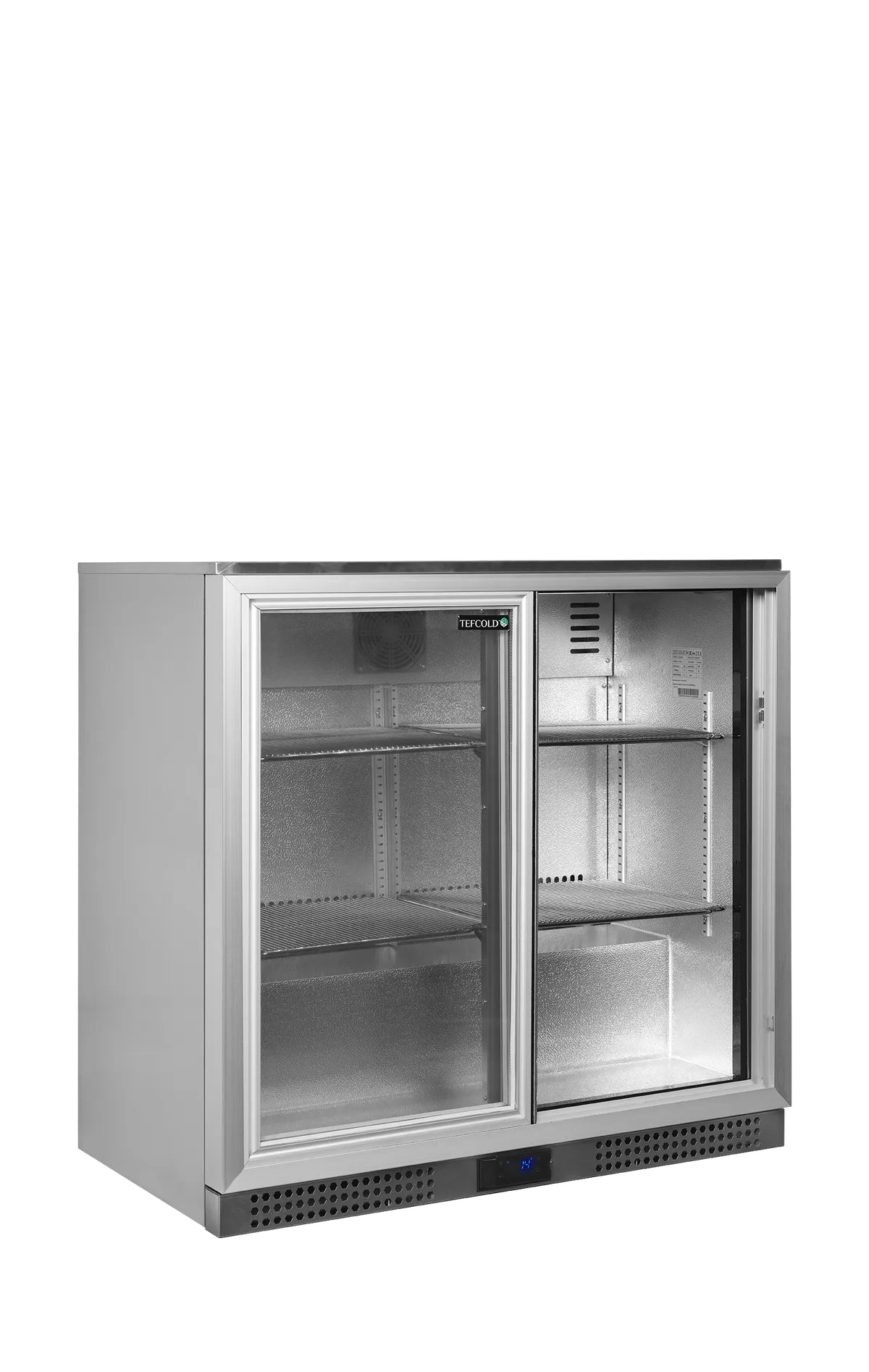 TEFCOLD Expositor botellero backbar INOX 2 puertas corredera BA26SS - FrigeriaHosteleria.com