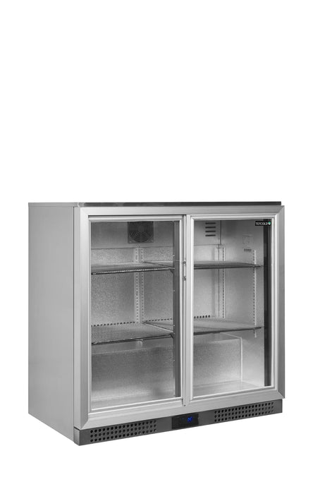 TEFCOLD Expositor botellero backbar INOX 2 puertas corredera BA26SS - FrigeriaHosteleria.com