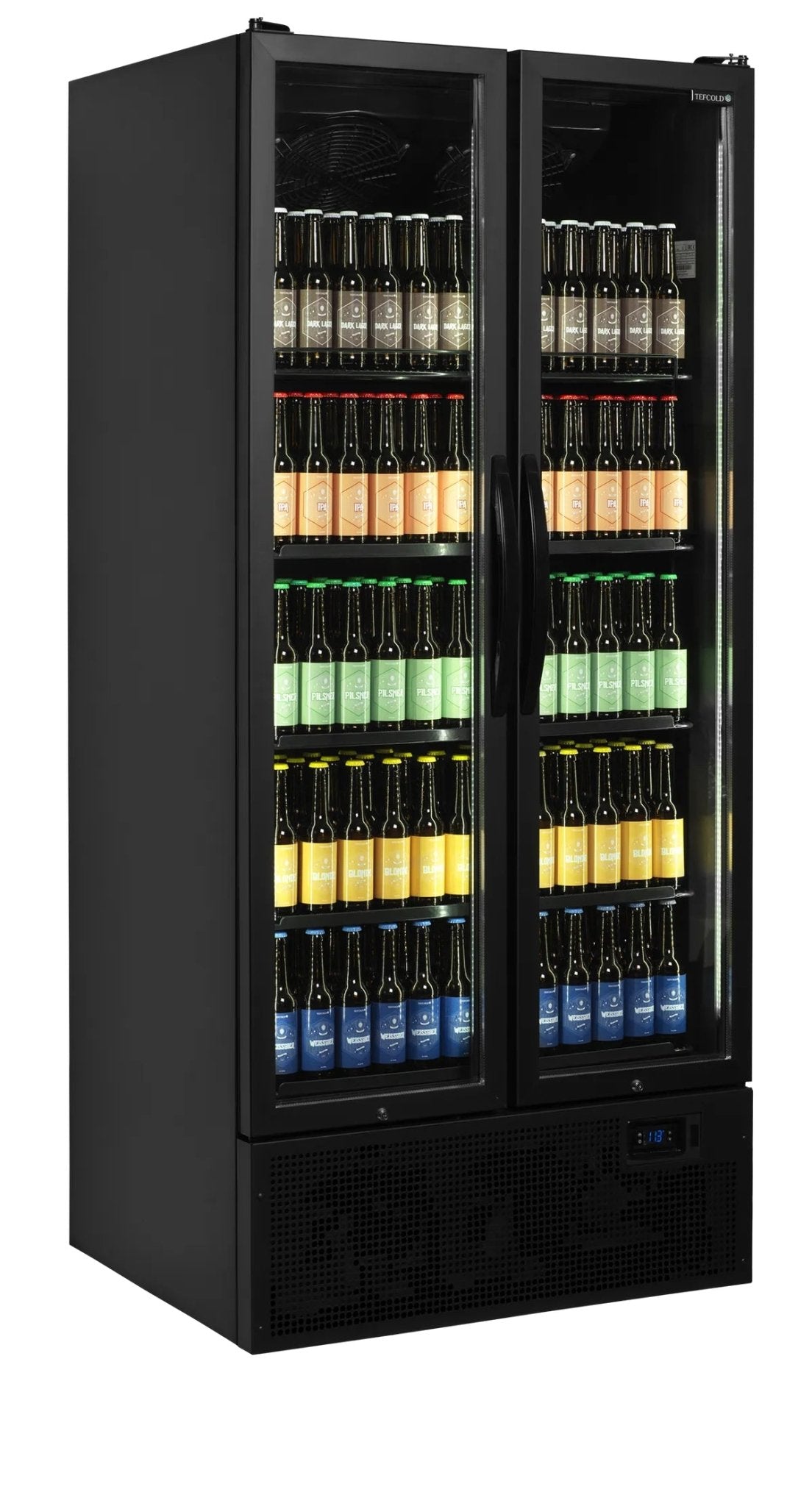 TEFCOLD Expositor botellero refrigerado 2 puertas batientes 700 litros FS890H BLACK - FrigeriaHosteleria.com