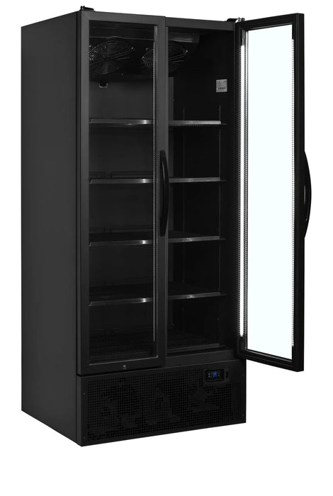 TEFCOLD Expositor botellero refrigerado 2 puertas batientes 700 litros FS890H BLACK - FrigeriaHosteleria.com