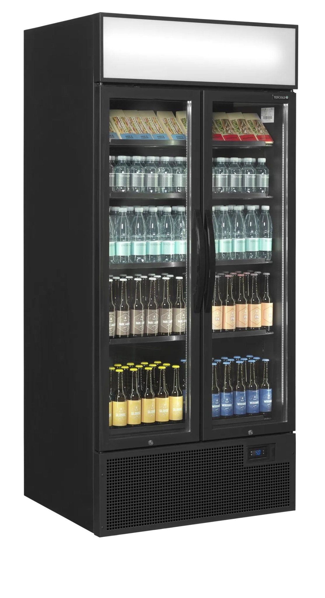 TEFCOLD Expositor botellero refrigerado 2 puertas batientes 700 litros FSC891H BLACK - FrigeriaHosteleria.com