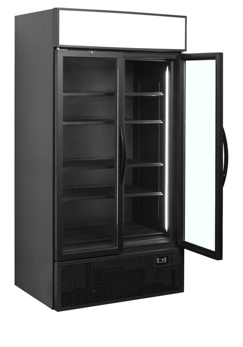 TEFCOLD Expositor botellero refrigerado 2 puertas batientes 800 litros FSC1000H Black - FrigeriaHosteleria.com