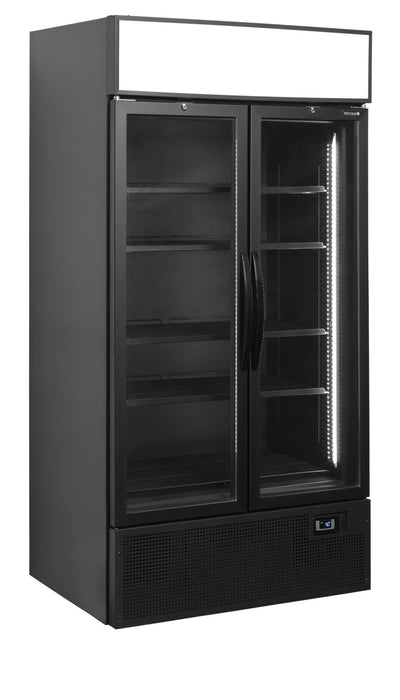 TEFCOLD Expositor botellero refrigerado 2 puertas batientes 800 litros FSC1000H Black - FrigeriaHosteleria.com