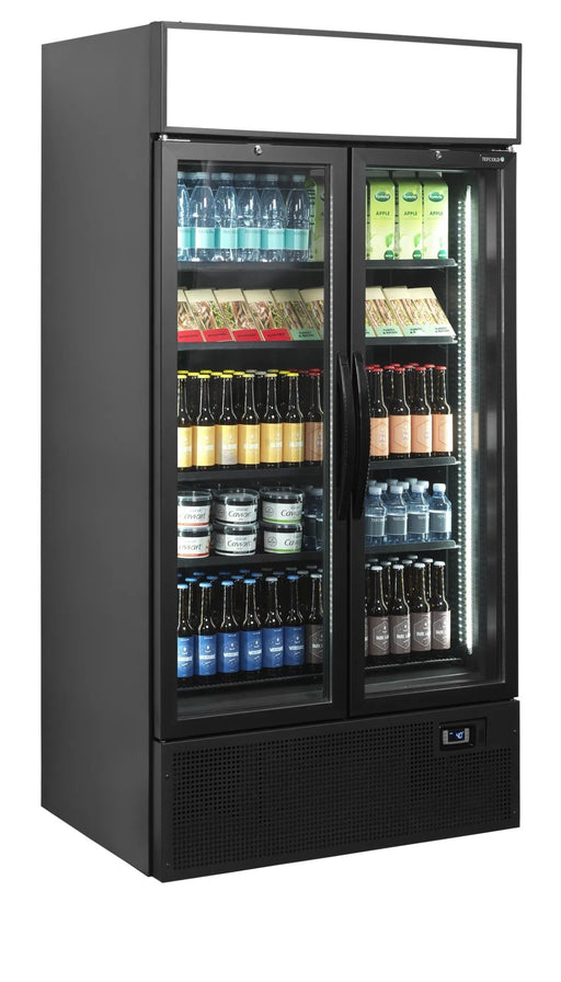 TEFCOLD Expositor botellero refrigerado 2 puertas batientes 800 litros FSC1000H Black - FrigeriaHosteleria.com