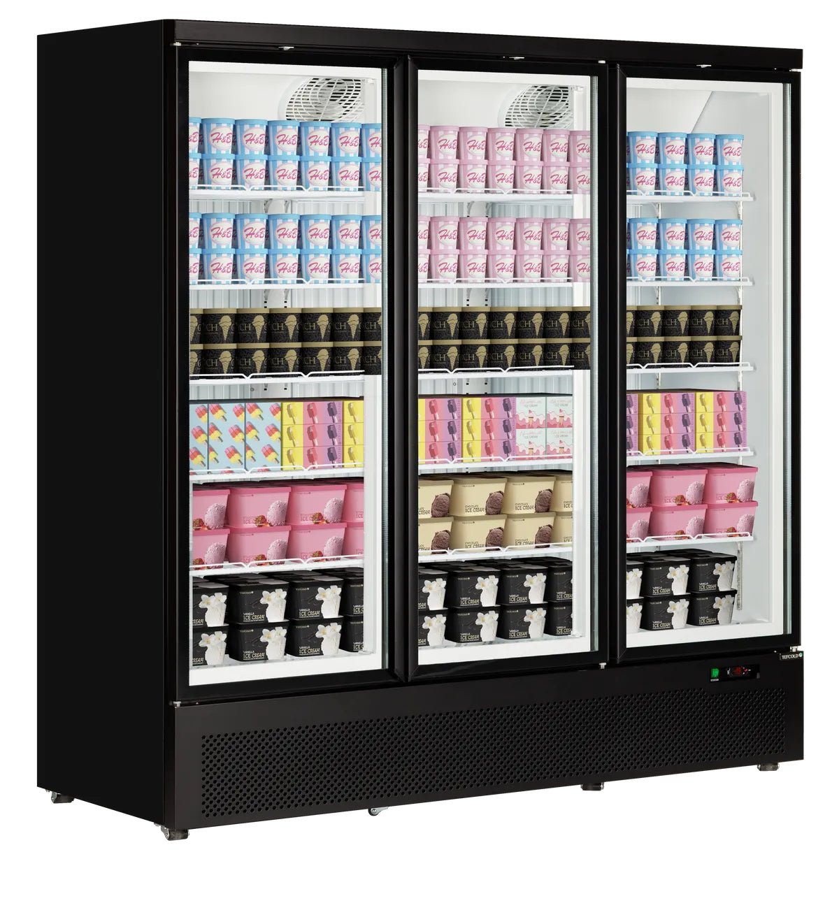 TEFCOLD Expositor congelador 3 puertas 1600 litros Atom Maxi F3DB - FrigeriaHosteleria.com
