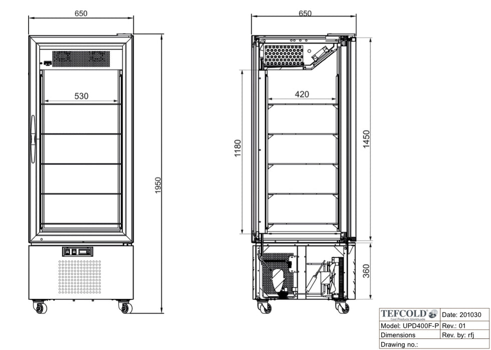 TEFCOLD Expositor refrigerado 4 caras cristal 400 litros UPD400 - C - FrigeriaHosteleria.com