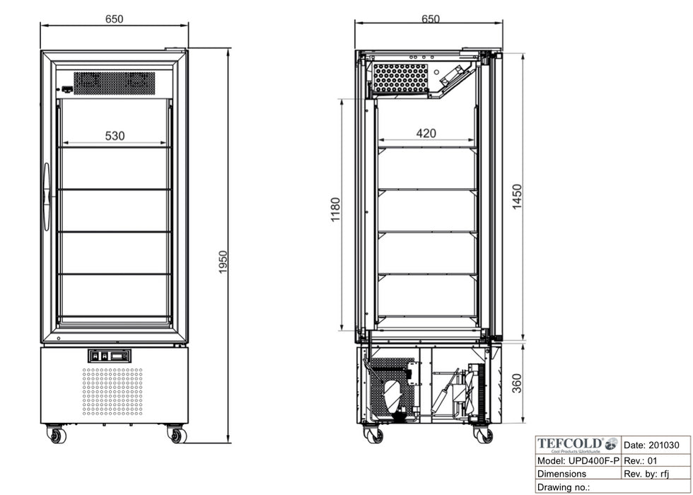 TEFCOLD Expositor refrigerado 4 caras cristal 400 litros UPD400-C