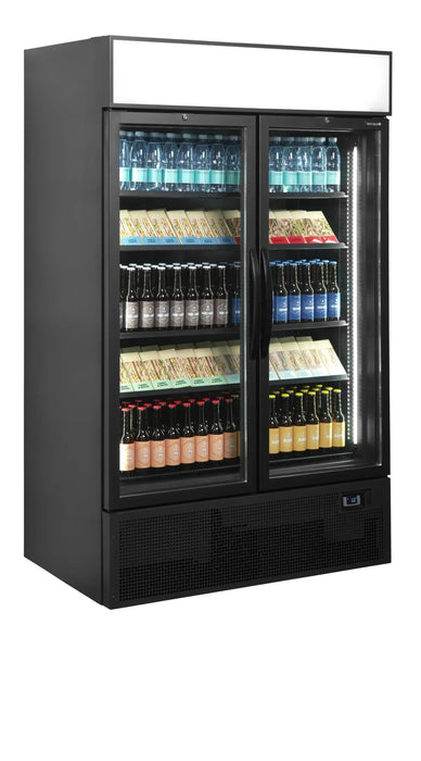 TEFCOLD Expositor refrigerado dos puertas batientes 1100 litros FSC1200H Black - FrigeriaHosteleria.com
