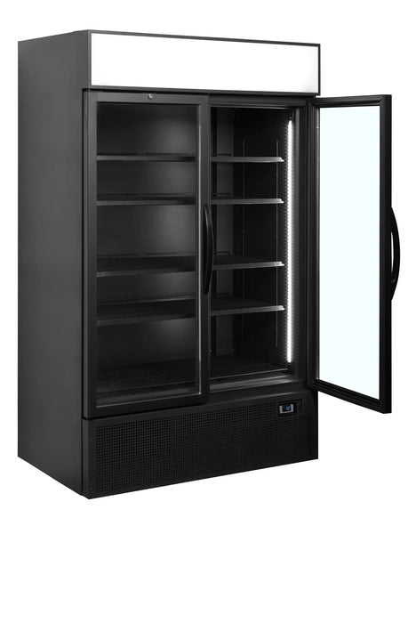 TEFCOLD Expositor refrigerado dos puertas batientes 1100 litros FSC1200H Black - FrigeriaHosteleria.com