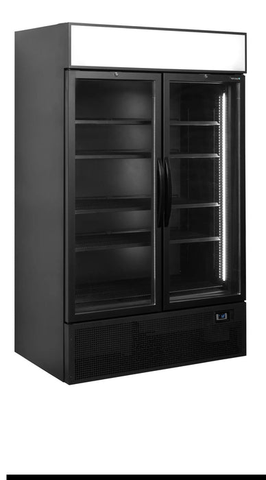 TEFCOLD Expositor refrigerado dos puertas batientes 1100 litros FSC1200H Black - FrigeriaHosteleria.com