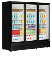 TEFCOLD Expositor refrigerado negro 3 puertas 1700 litros Atom Maxi C3DB - FrigeriaHosteleria.com
