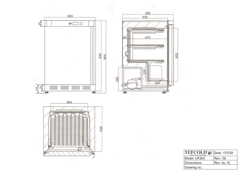 TEFCOLD Expositor refrigerado sobremesa inoxidable 200 litros UR200SG