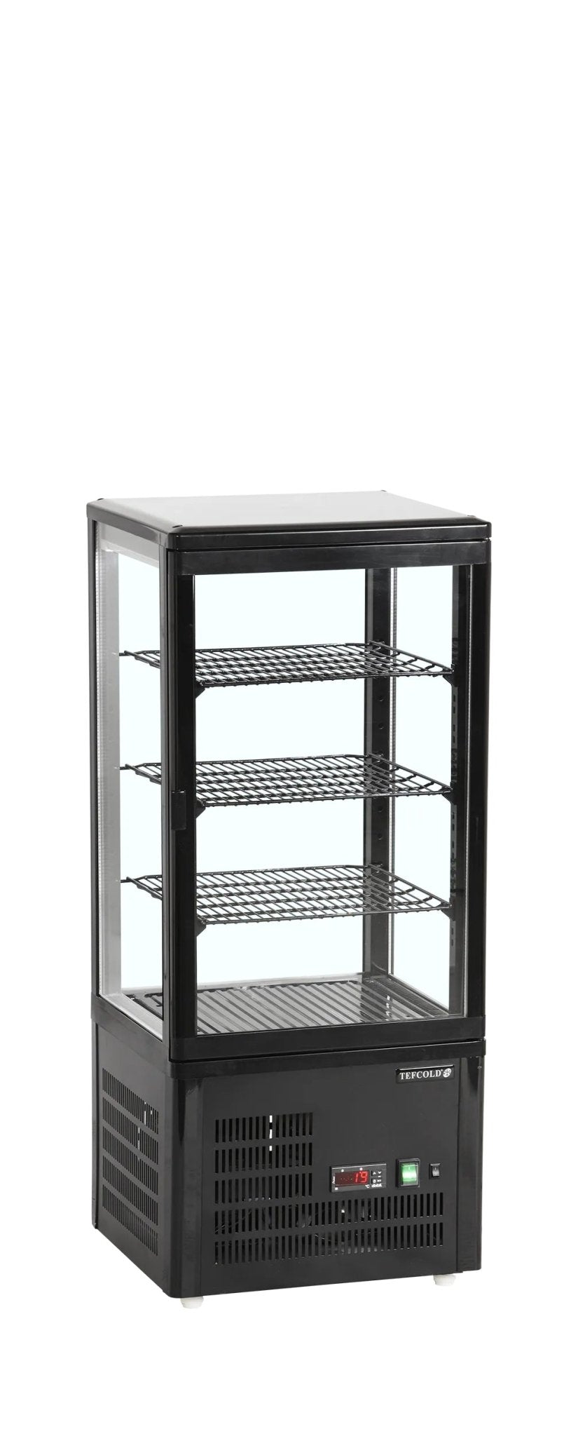 TEFCOLD Expositor refrigerado sobremostrador 4 caras cristal alto 100 cm UPD80 - BLACK - FrigeriaHosteleria.com