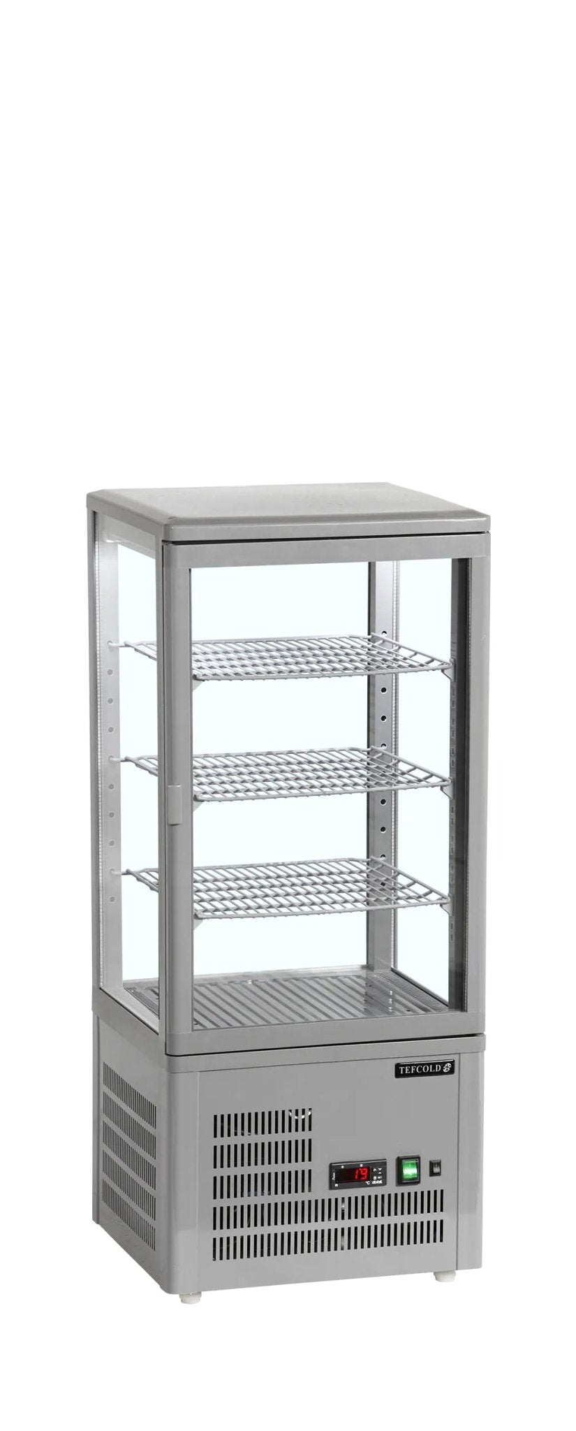 TEFCOLD Expositor refrigerado sobremostrador 4 caras cristal alto 100 cm UPD80 - GREY - FrigeriaHosteleria.com