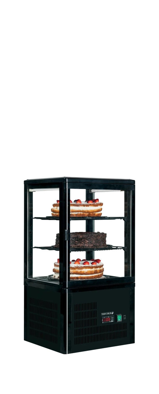 TEFCOLD Expositor refrigerado sobremostrador 4 caras cristal alto 85 cm UPD60 - BLACK - FrigeriaHosteleria.com