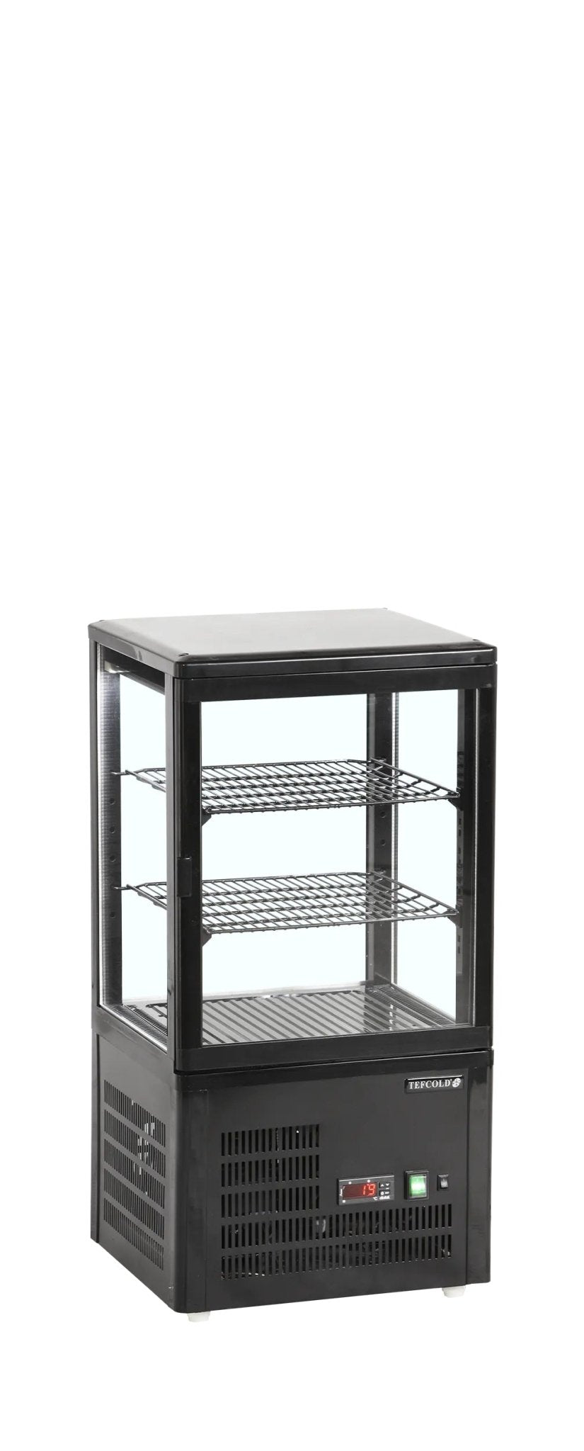 TEFCOLD Expositor refrigerado sobremostrador 4 caras cristal alto 85 cm UPD60 - BLACK - FrigeriaHosteleria.com