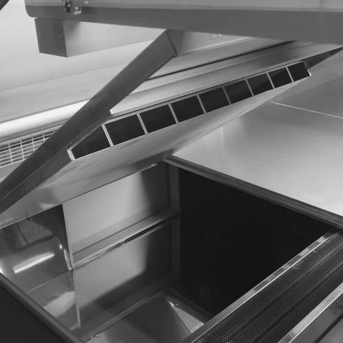 TEFCOLD Vitrina expositora refrigerada con reserva ancho 255 cm SOCA25090A - FrigeriaHosteleria.com