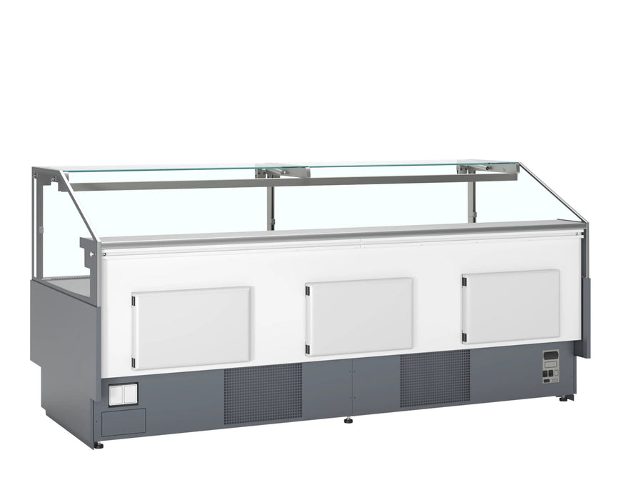 TEFCOLD Vitrina expositora refrigerada con reserva ancho 255 cm SOCA25090A - FrigeriaHosteleria.com