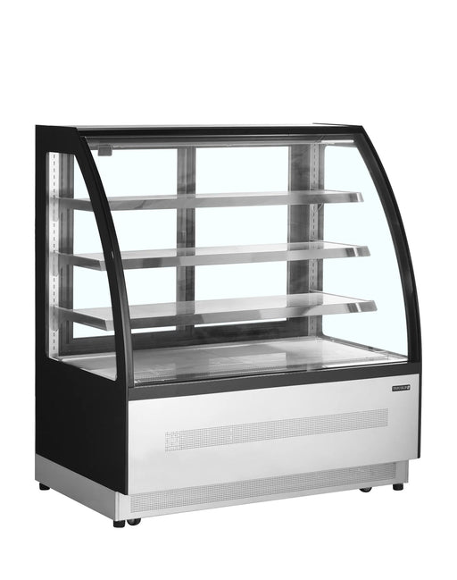 TEFCOLD Vitrina refrigerada cristal curvo ancho 120 cm 3 estantes LPD1200C/BLACK - FrigeriaHosteleria.com