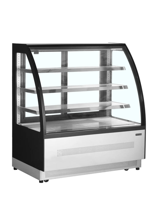 TEFCOLD Vitrina refrigerada cristal curvo ancho 120 cm 3 estantes LPD1200C/BLACK - FrigeriaHosteleria.com
