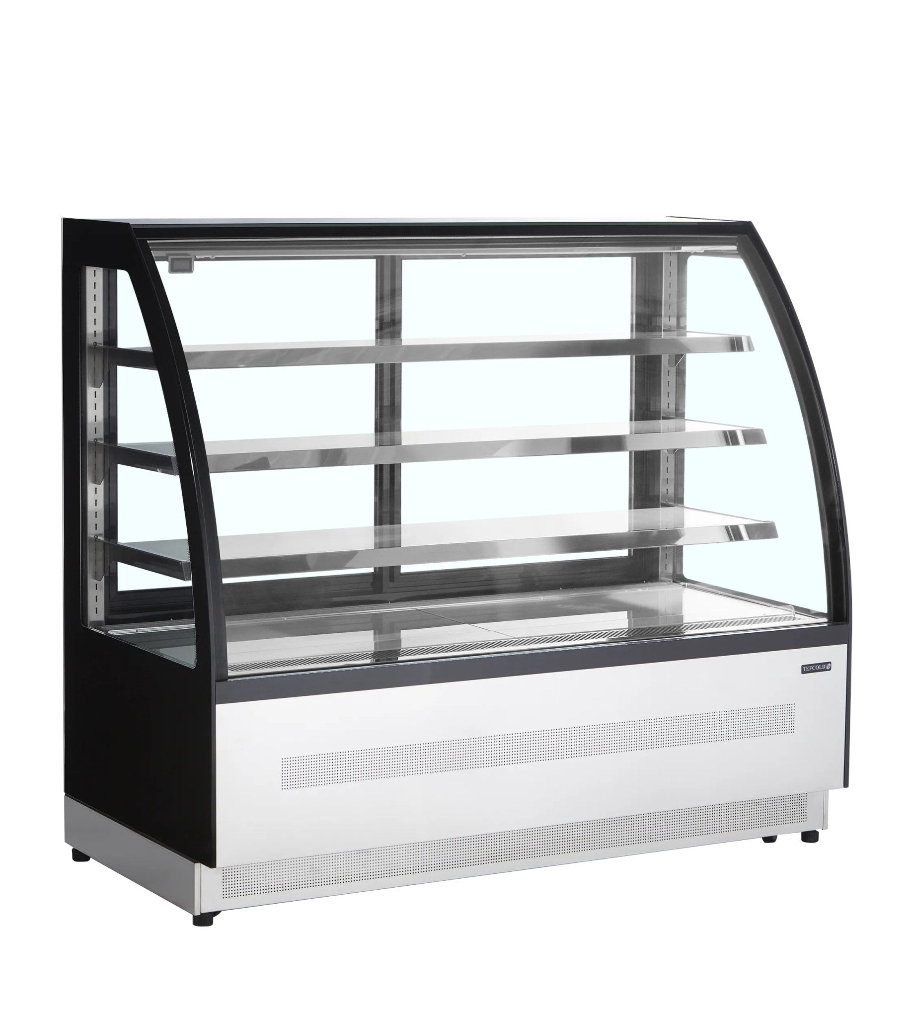 TEFCOLD Vitrina refrigerada cristal curvo ancho 150 cm 3 estantes LPD1500C/BLACK - FrigeriaHosteleria.com
