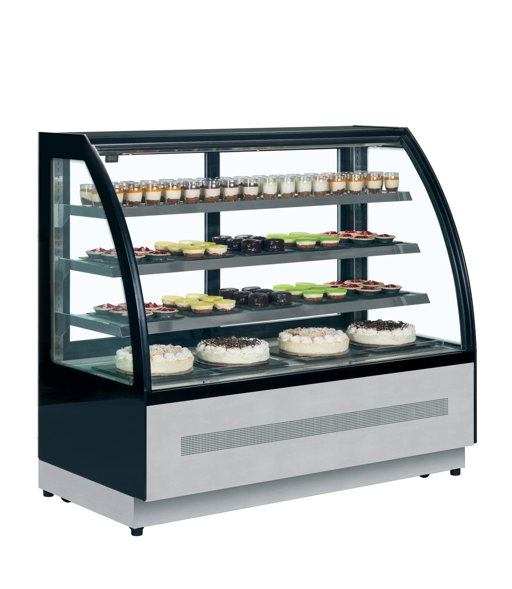 TEFCOLD Vitrina refrigerada cristal curvo ancho 150 cm 3 estantes LPD1500C/BLACK - FrigeriaHosteleria.com