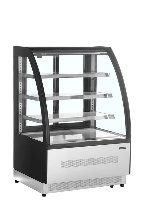 TEFCOLD Vitrina refrigerada cristal curvo ancho 90 cm 3 estantes LPD900C/BLACK - FrigeriaHosteleria.com