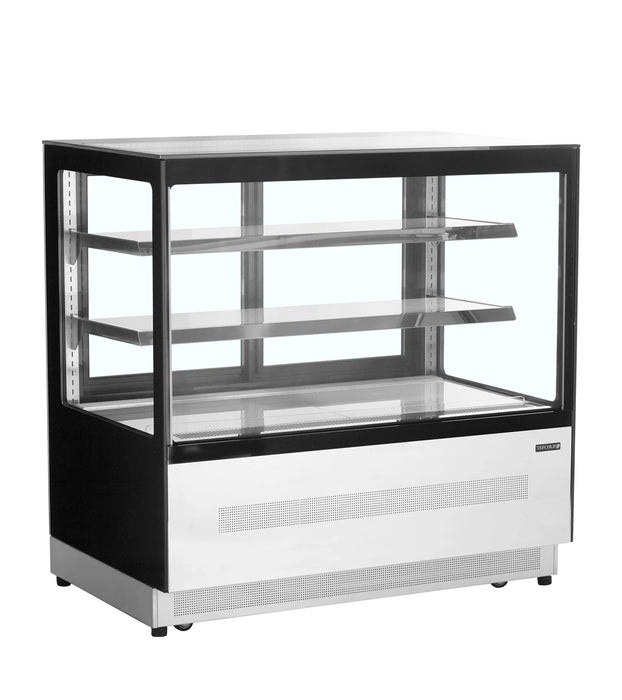 TEFCOLD Vitrina refrigerada cristal recto ancho 120 cm 2 estantes LPD1200F/BLACK - FrigeriaHosteleria.com