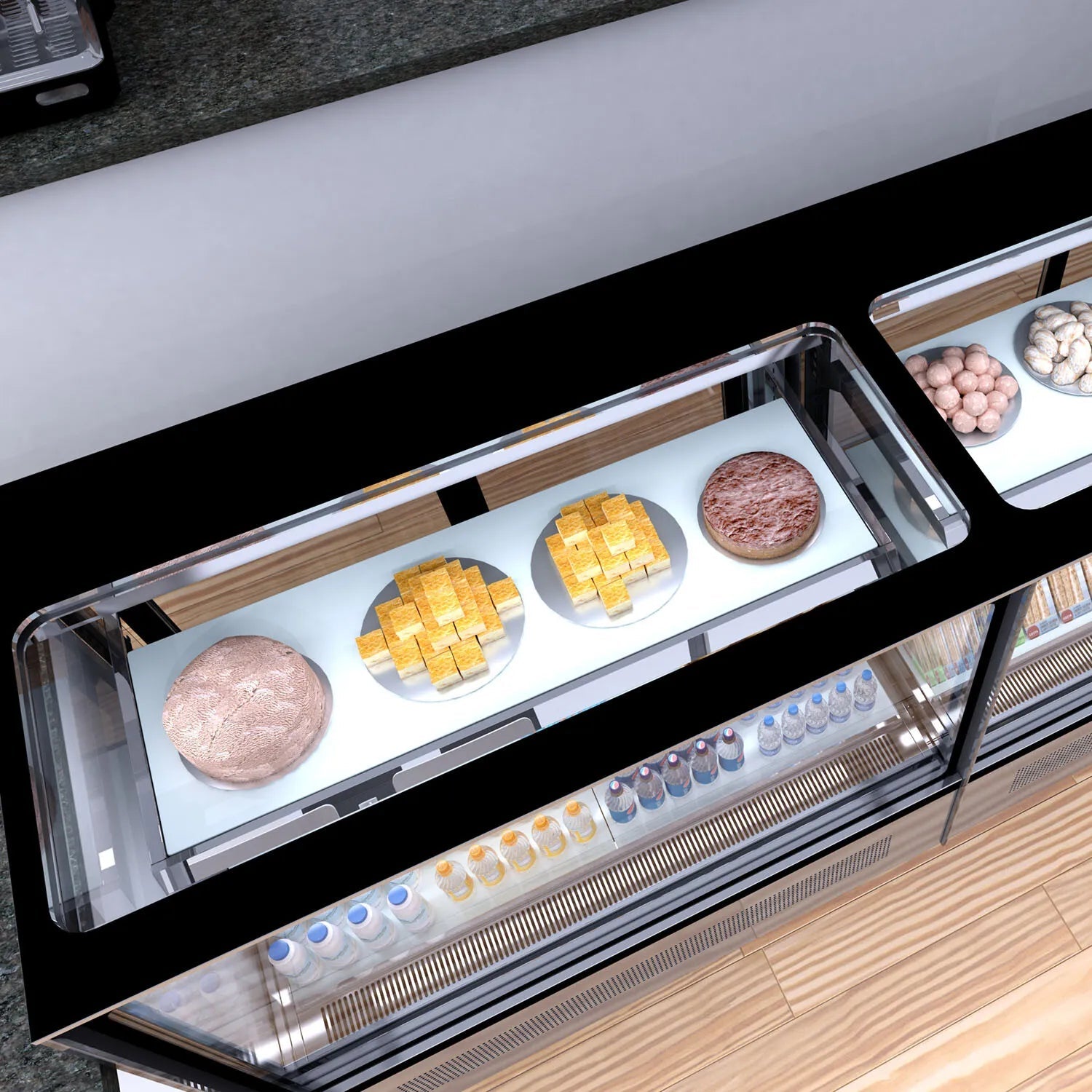 TEFCOLD Vitrina refrigerada cristal recto ancho 150 cm 2 estantes LPD1500F/BLACK - FrigeriaHosteleria.com