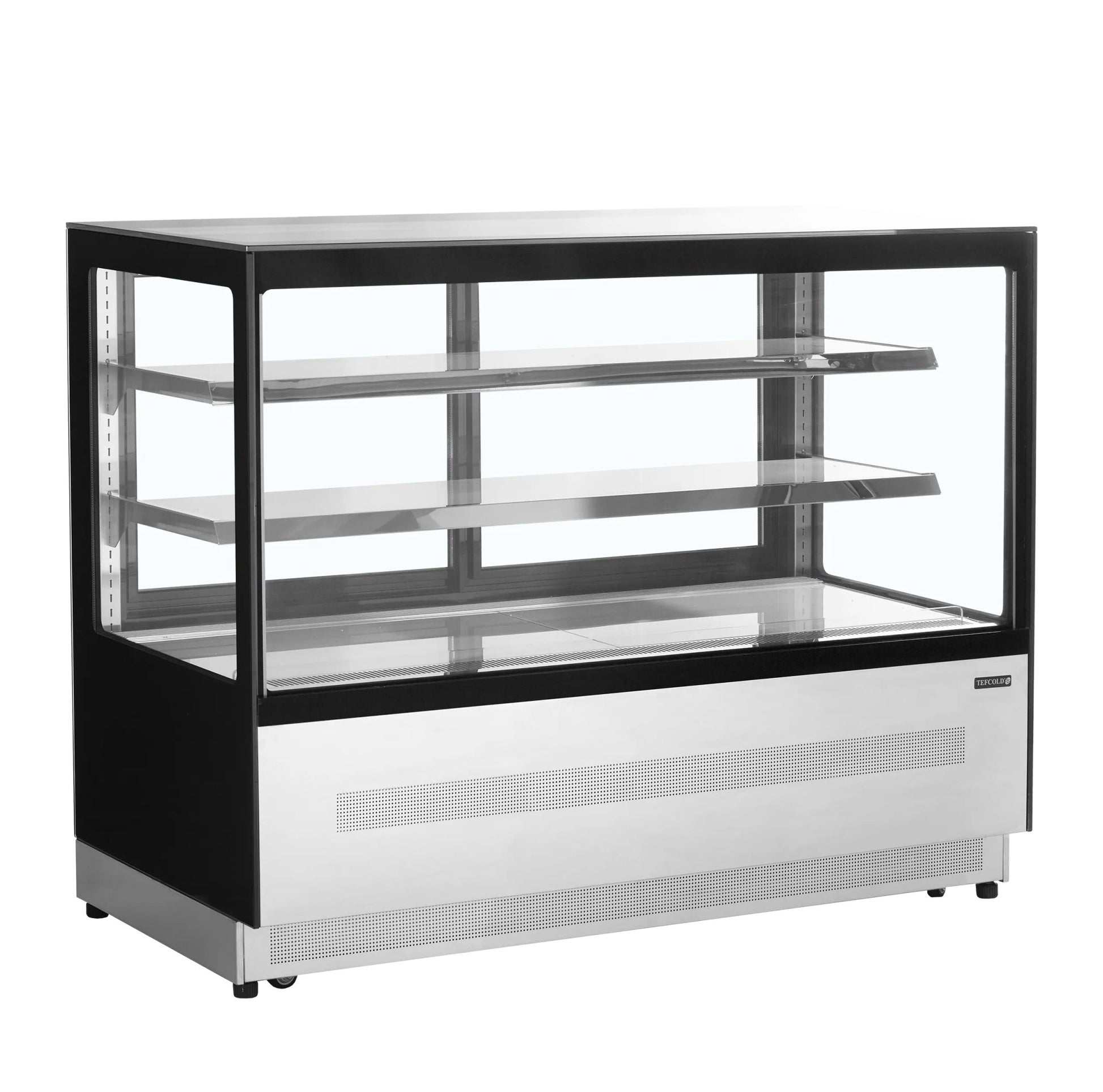 TEFCOLD Vitrina refrigerada cristal recto ancho 150 cm 2 estantes LPD1500F/BLACK - FrigeriaHosteleria.com
