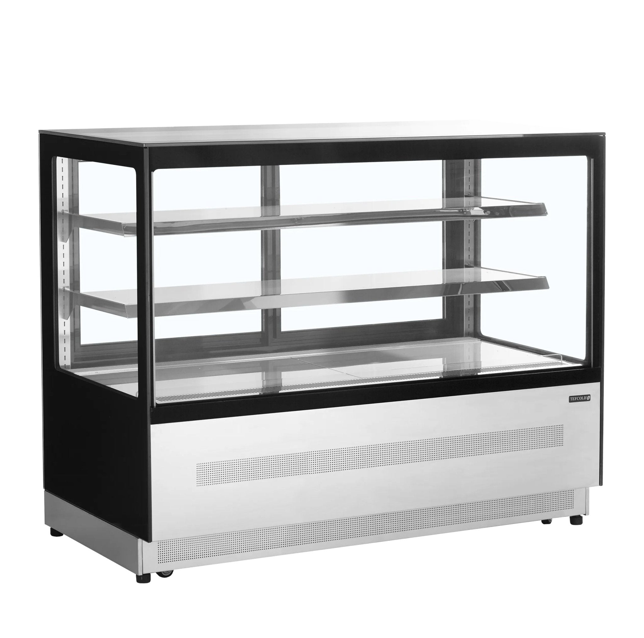 TEFCOLD Vitrina refrigerada cristal recto ancho 150 cm 2 estantes LPD1500F/BLACK - FrigeriaHosteleria.com