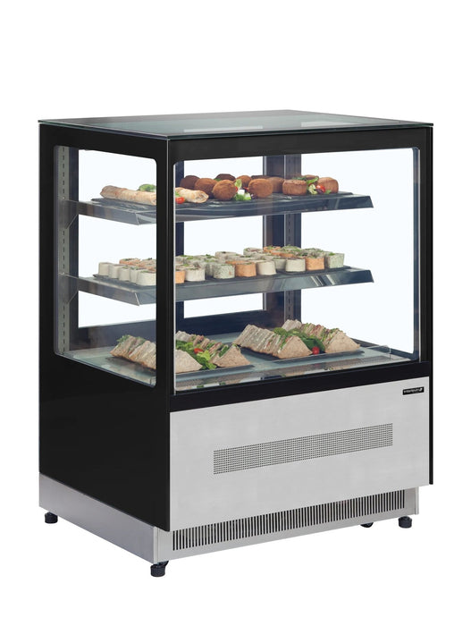 TEFCOLD Vitrina refrigerada cristal recto ancho 90 cm 2 estantes LPD900F/BLACK - FrigeriaHosteleria.com