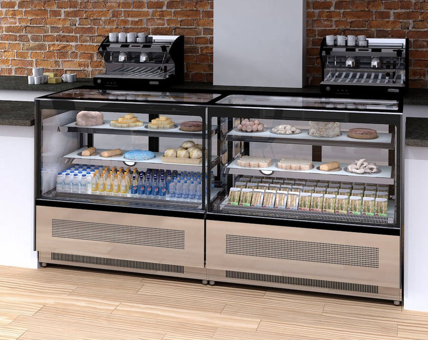 TEFCOLD Vitrina refrigerada cristal recto ancho 90 cm 2 estantes LPD900F/BLACK - FrigeriaHosteleria.com