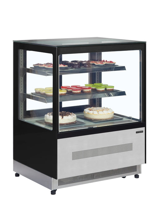 TEFCOLD Vitrina refrigerada cristal recto ancho 90 cm 2 estantes LPD900F/BLACK - FrigeriaHosteleria.com