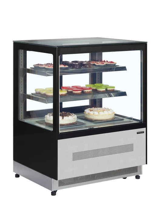 TEFCOLD Vitrina refrigerada cristal recto ancho 90 cm 2 estantes LPD900F/BLACK - FrigeriaHosteleria.com