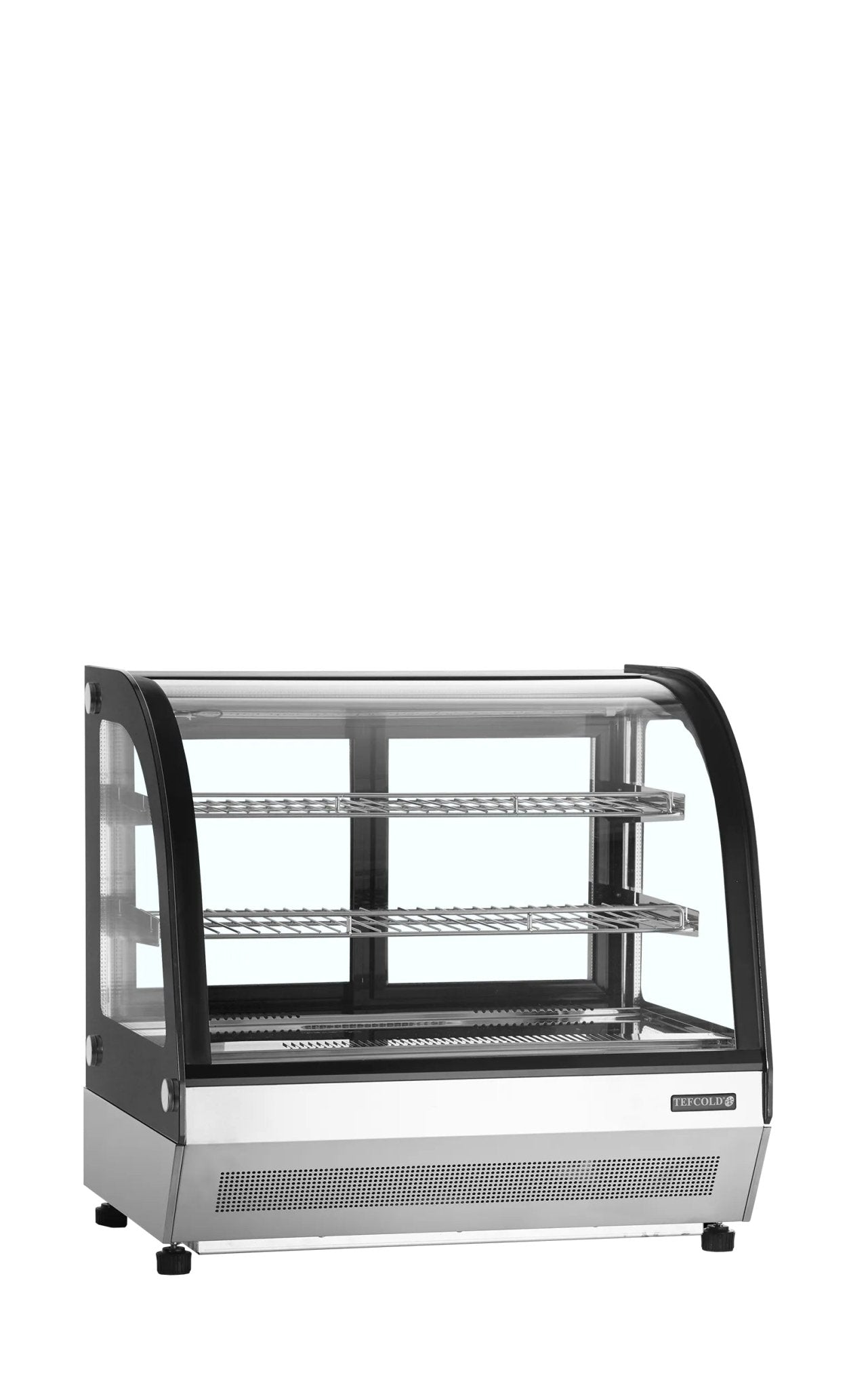 TEFCOLD Vitrina refrigerada sobremostrador cristal curvo ancho 70 cm LCT750C/BLACK - FrigeriaHosteleria.com