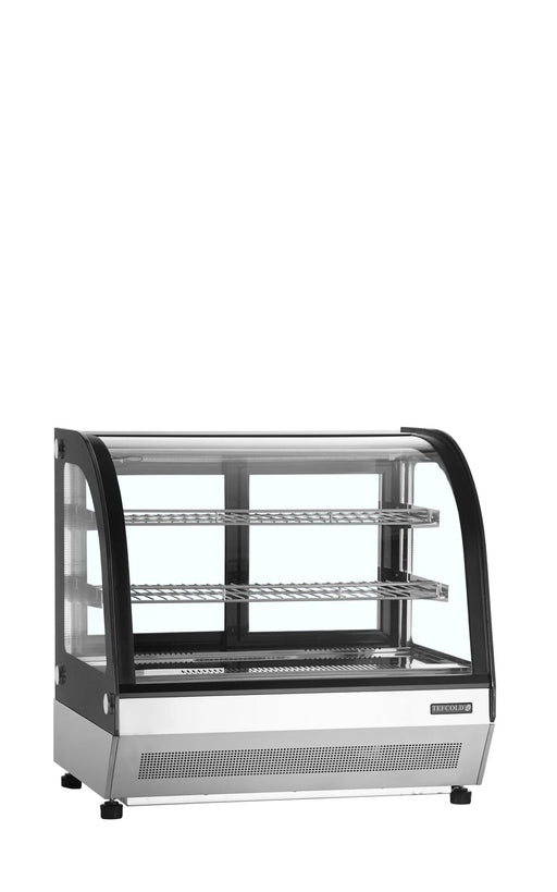 TEFCOLD Vitrina refrigerada sobremostrador cristal curvo ancho 70 cm LCT750C/BLACK - FrigeriaHosteleria.com