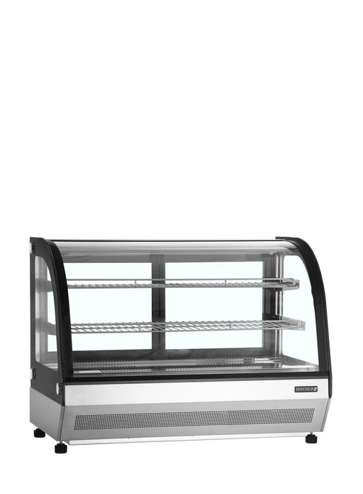 TEFCOLD Vitrina refrigerada sobremostrador cristal curvo ancho 90 cm LCT900C/BLACK - FrigeriaHosteleria.com