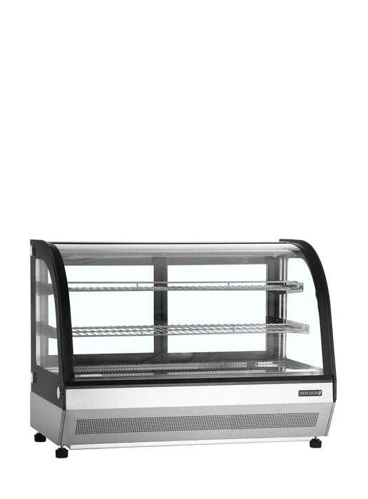 TEFCOLD Vitrina refrigerada sobremostrador cristal curvo ancho 90 cm LCT900C/BLACK - FrigeriaHosteleria.com