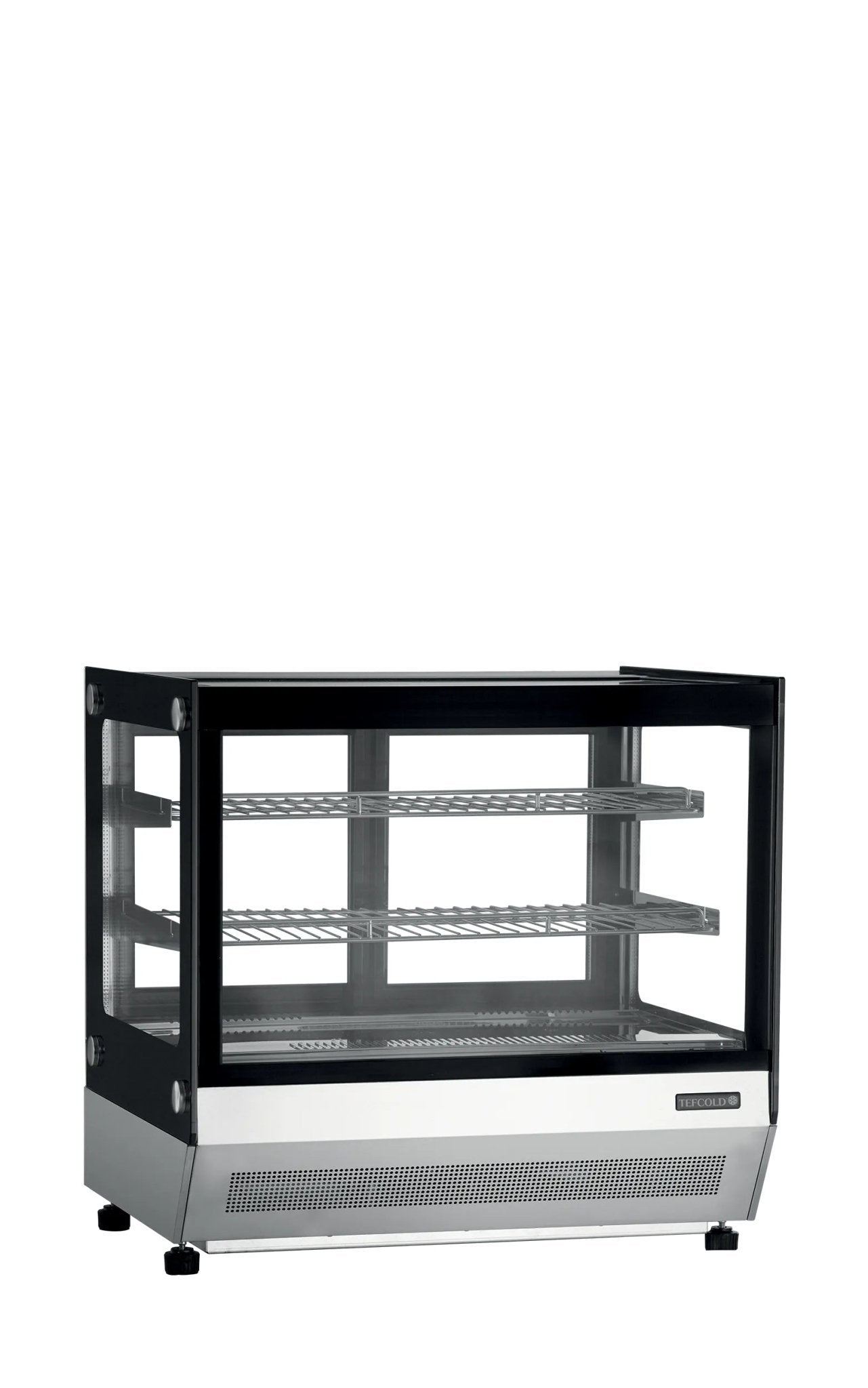 TEFCOLD Vitrina refrigerada sobremostrador cristal recto ancho 70 cm LCT750F/BLACK - FrigeriaHosteleria.com