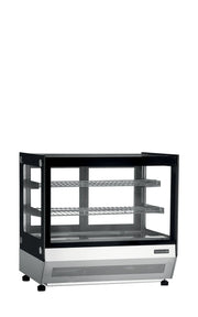 TEFCOLD Vitrina refrigerada sobremostrador cristal recto ancho 70 cm LCT750F/BLACK - FrigeriaHosteleria.com