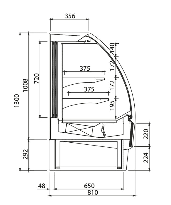 Vitrina expositora caliente cristal curvo INFRICO VON - HT - FrigeriaHosteleria.com
