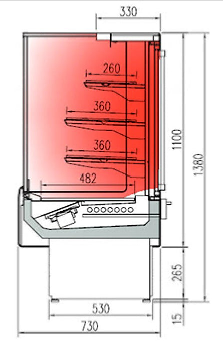 Vitrina expositora caliente cristal recto CORECO VSS - 6HE - R - FrigeriaHosteleria.com