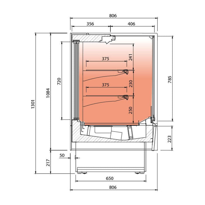 Vitrina expositora caliente INFRICO VBR - PHT Ambar - FrigeriaHosteleria.com