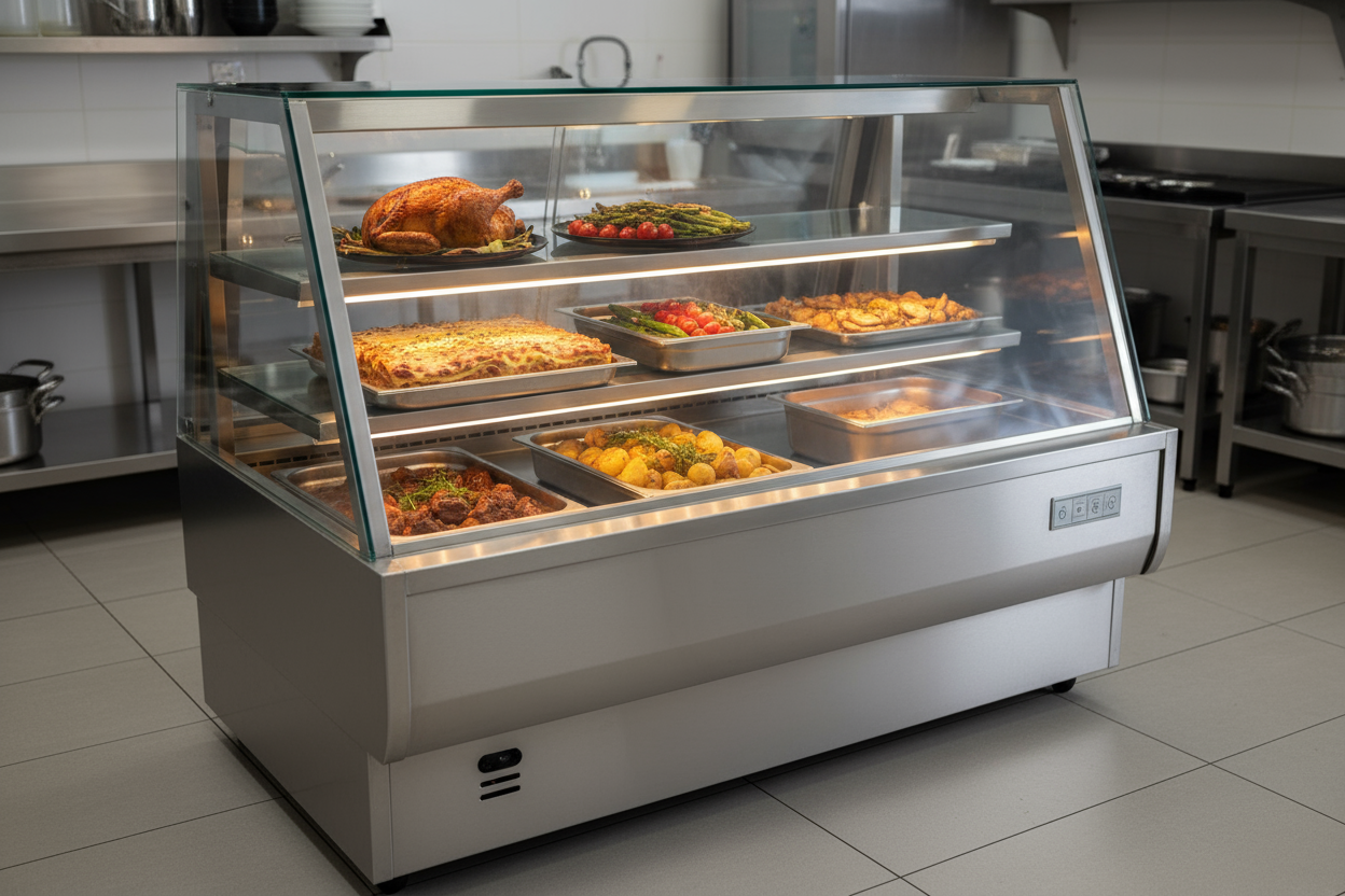 vitrina expositora para comidas calientes